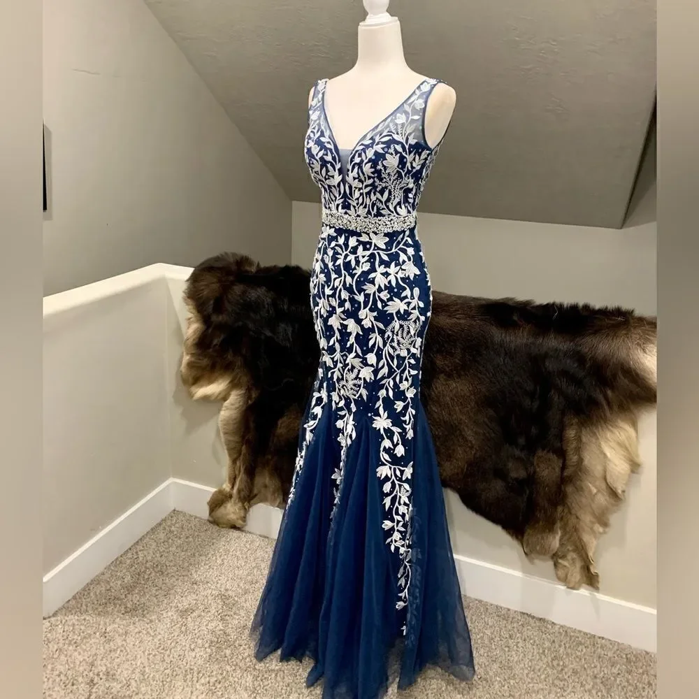 Custom Made Embroidered Lace and Exquisite Beaded  & Sequins Mermaid Gown